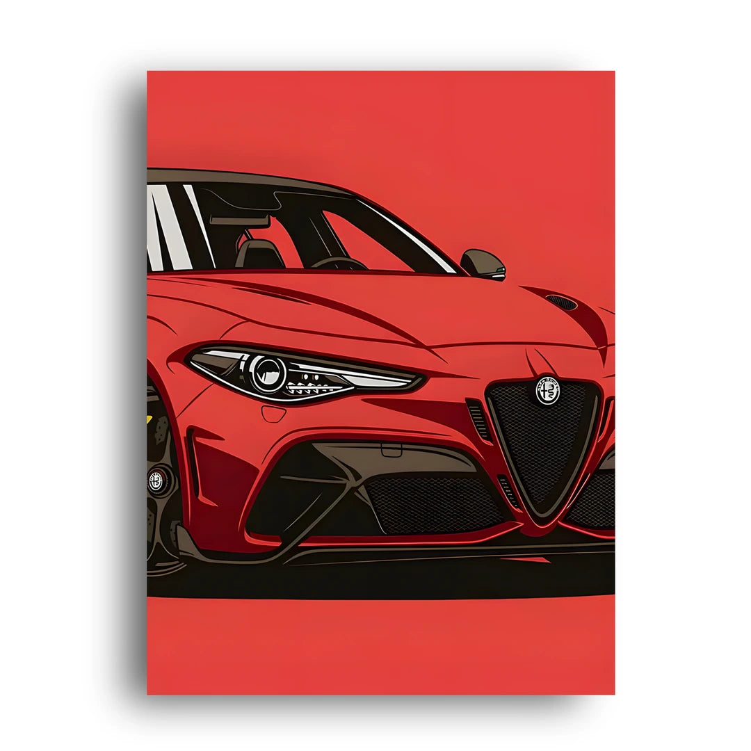 Red Coupe car poster unframed 350gsm paper