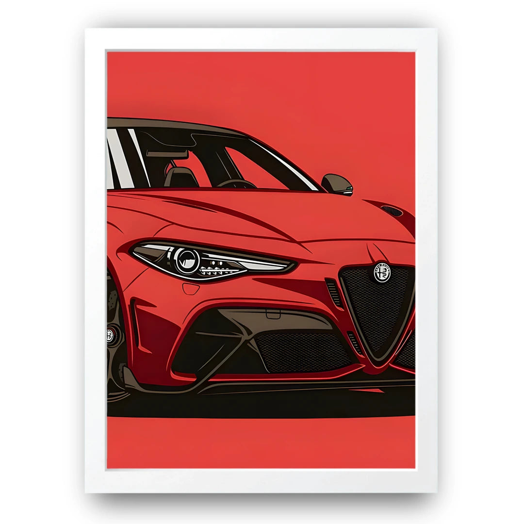 Red Coupe car poster in white frame