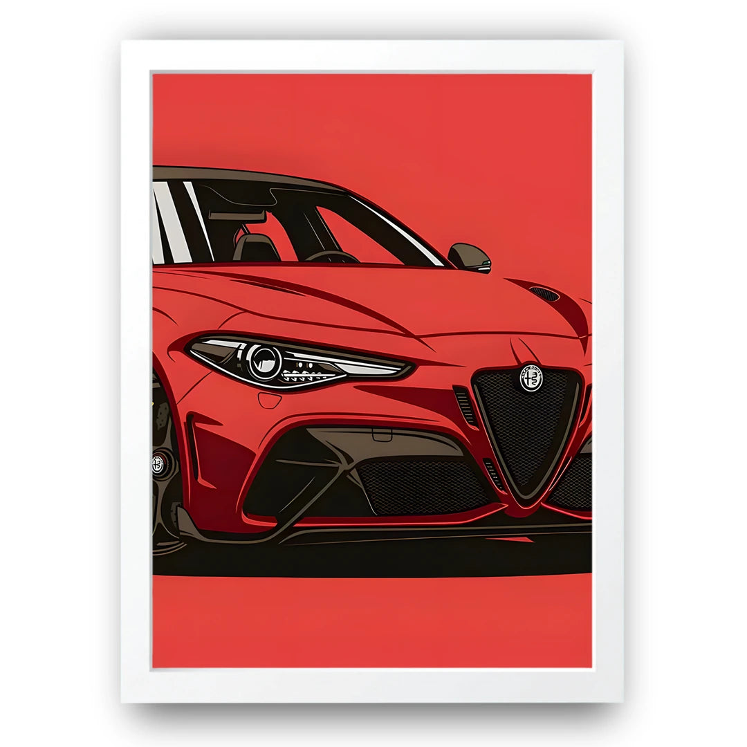 Red Coupe car poster in white frame
