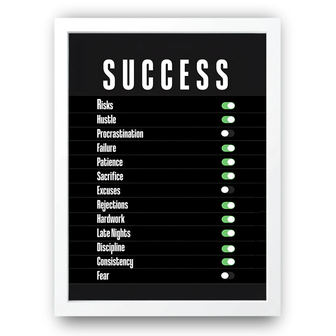 Success Switches business quote poster in white frame