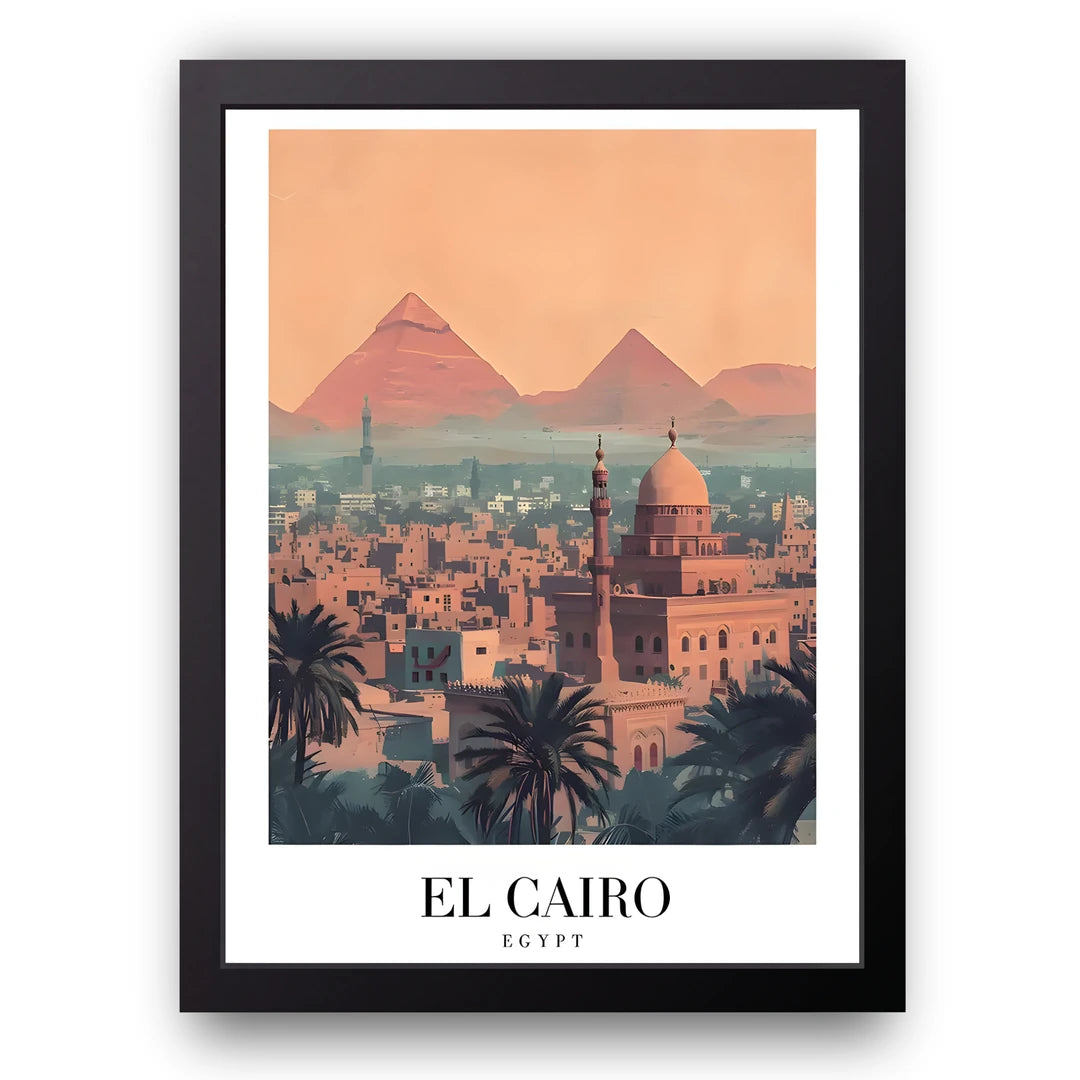 El Cairo travel poster in black frame