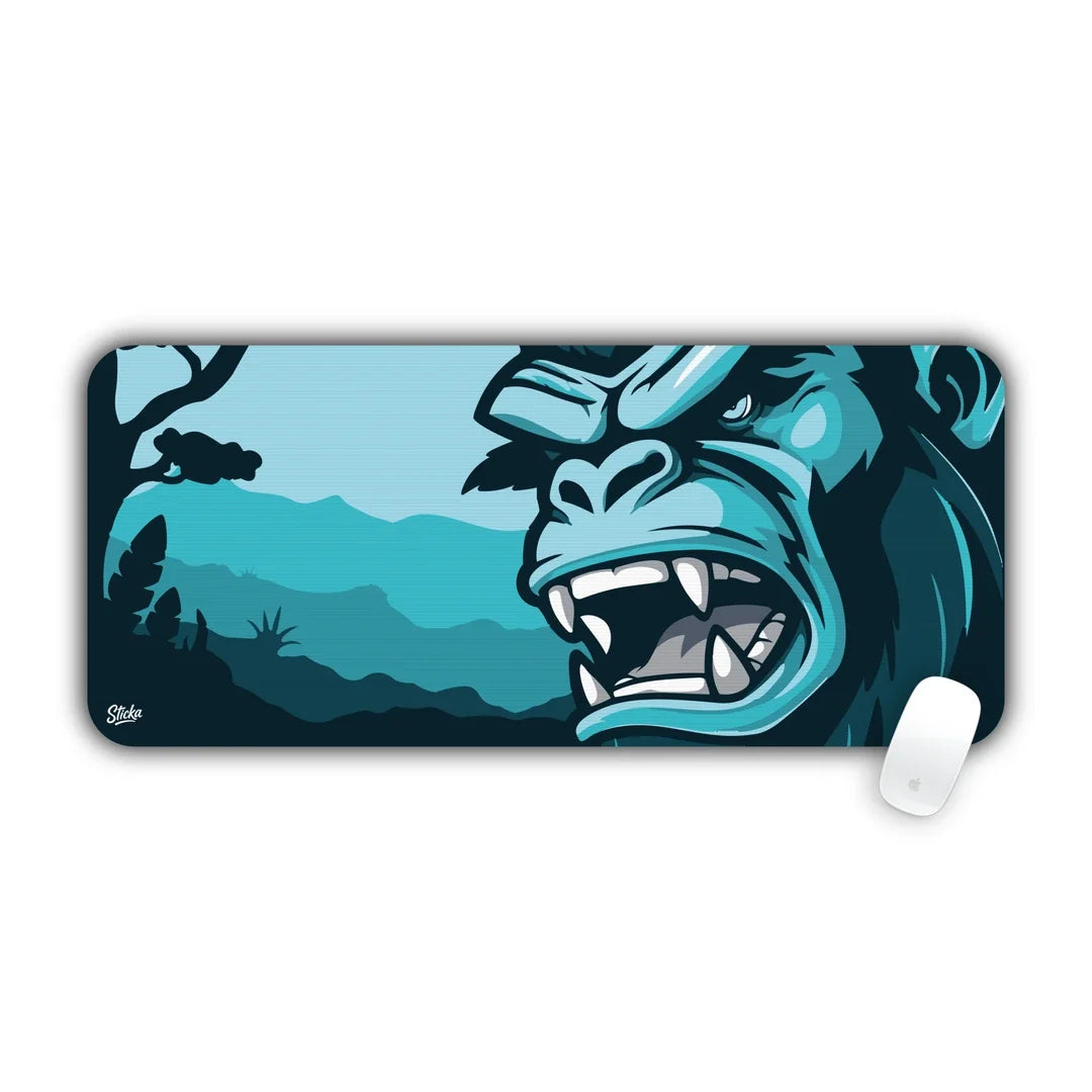 Roaring gorilla jungle large mouse pad 70x30