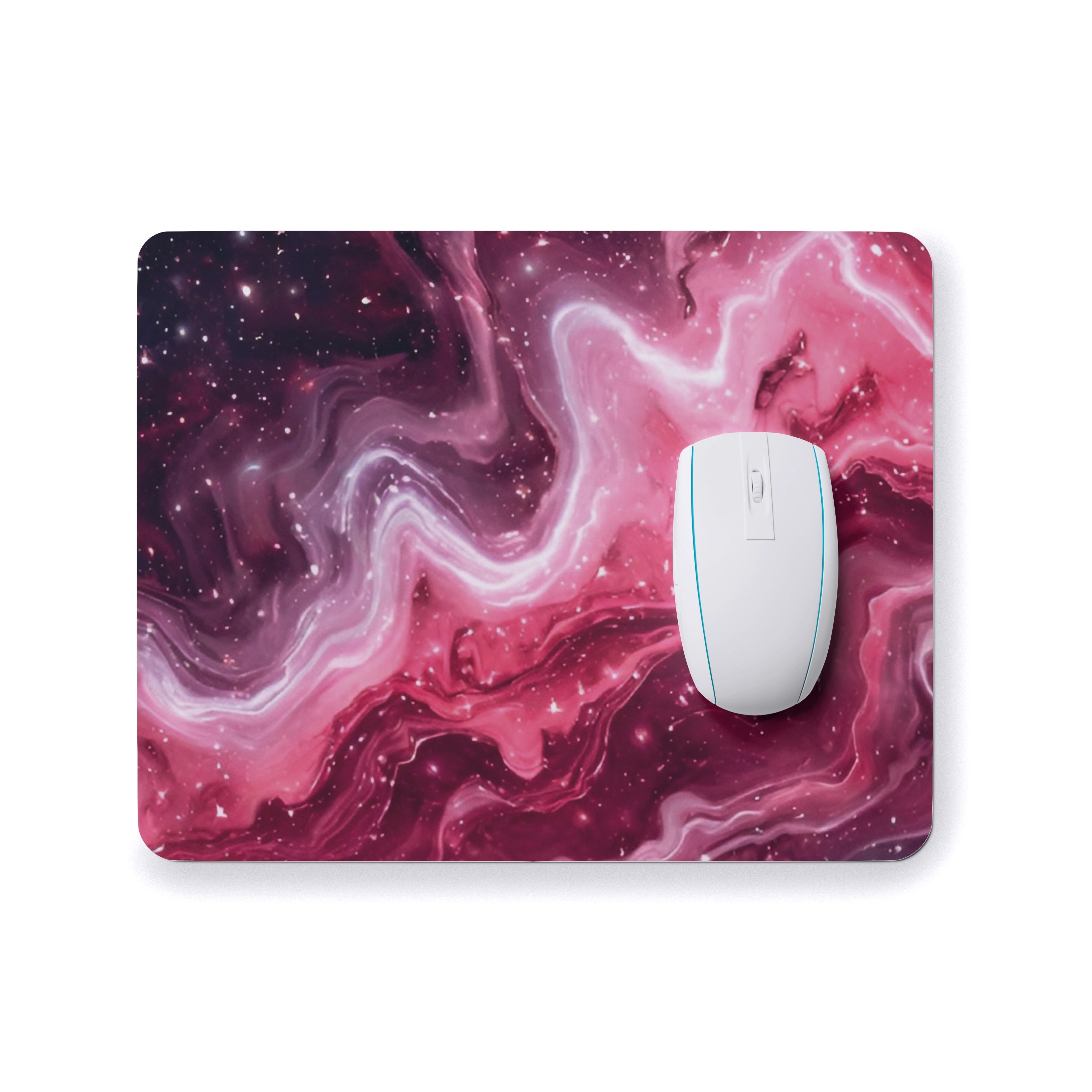Mouse pad with pink and purple abstract design