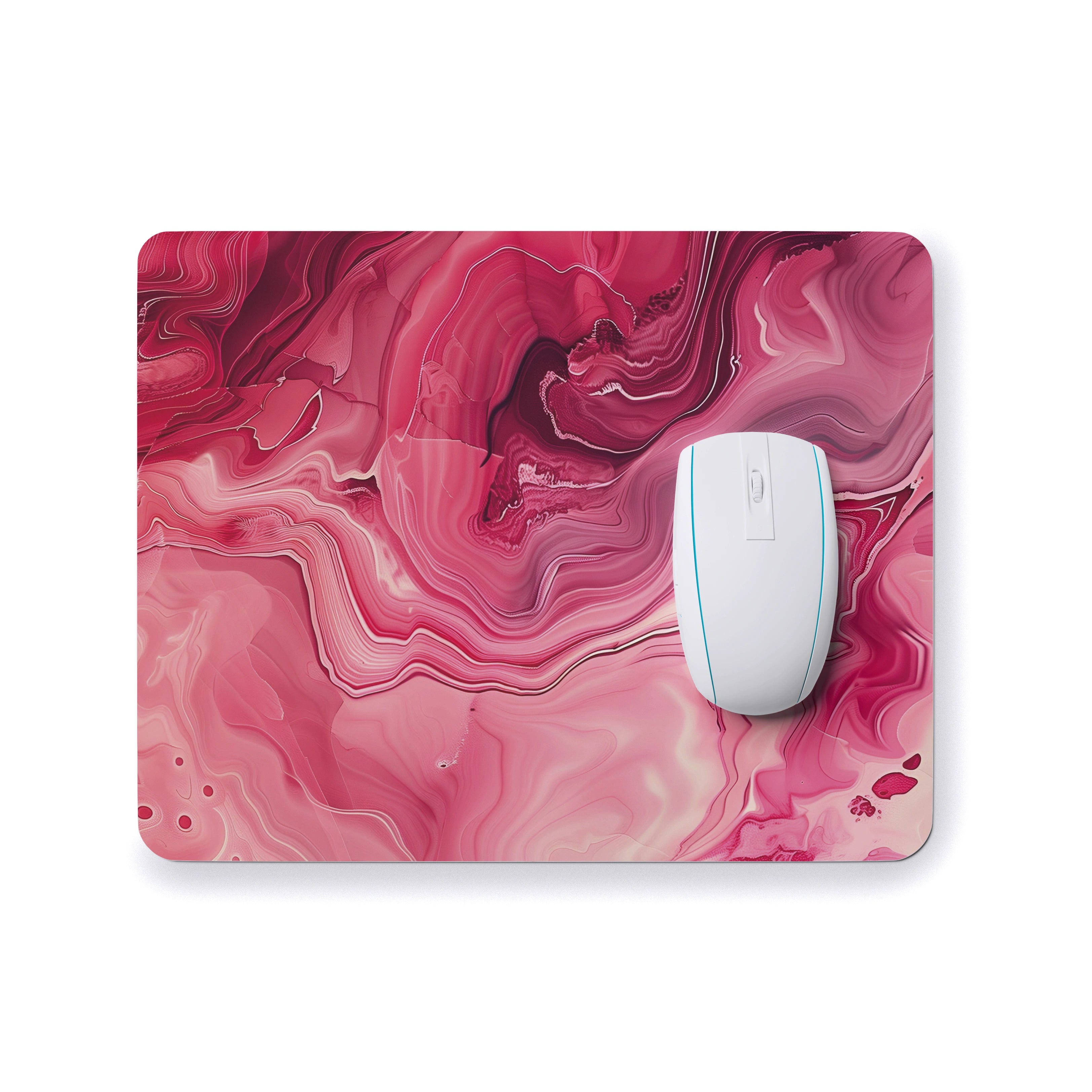 Mouse pad with pink and red marbled
