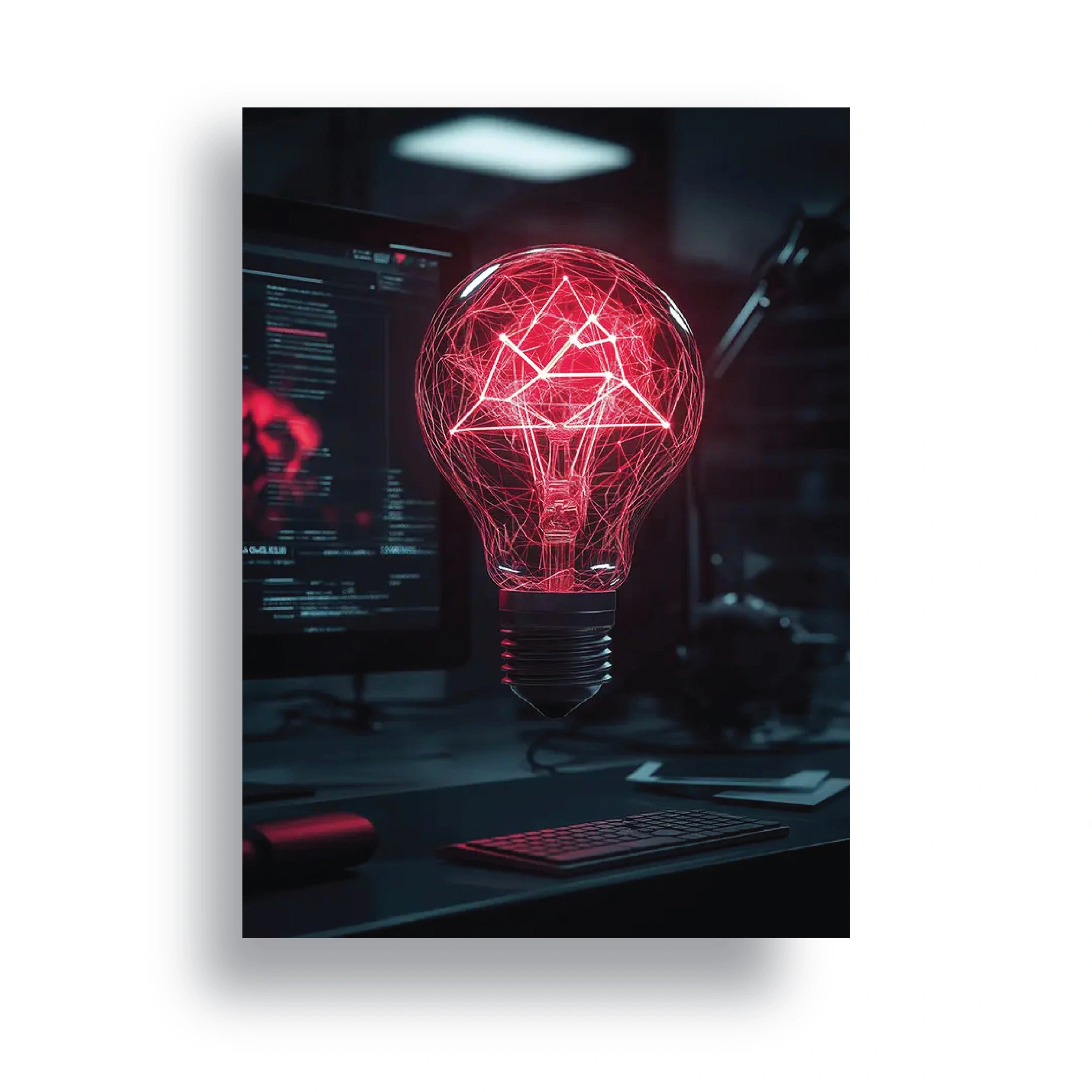 Futuristic light bulb wireframe