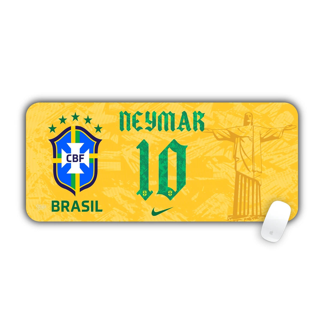 Neymar Jr number 10 Brazil football jersey design in yellow and green desk pad 70x30