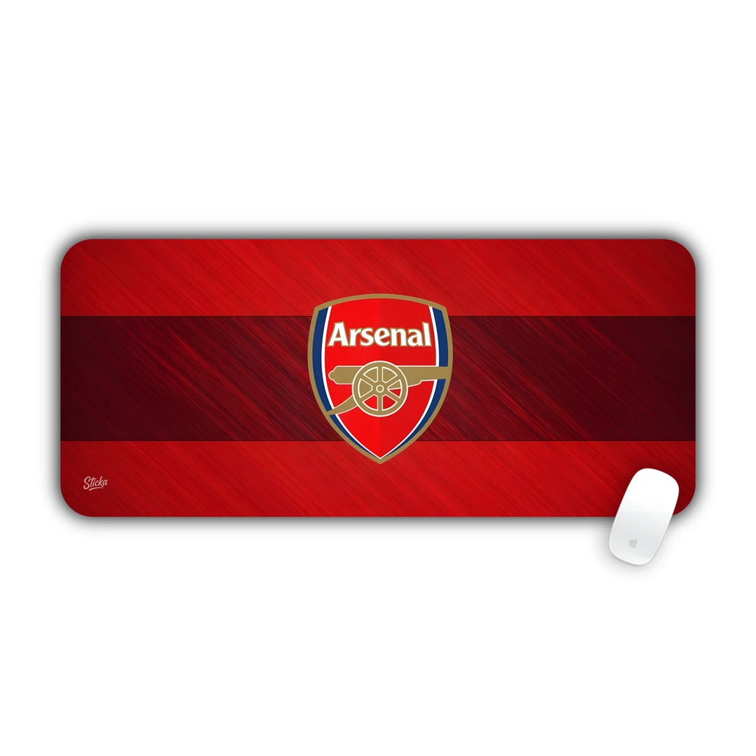 Arsenal FC cannon crest on deep red gradient background desk pad 70x30