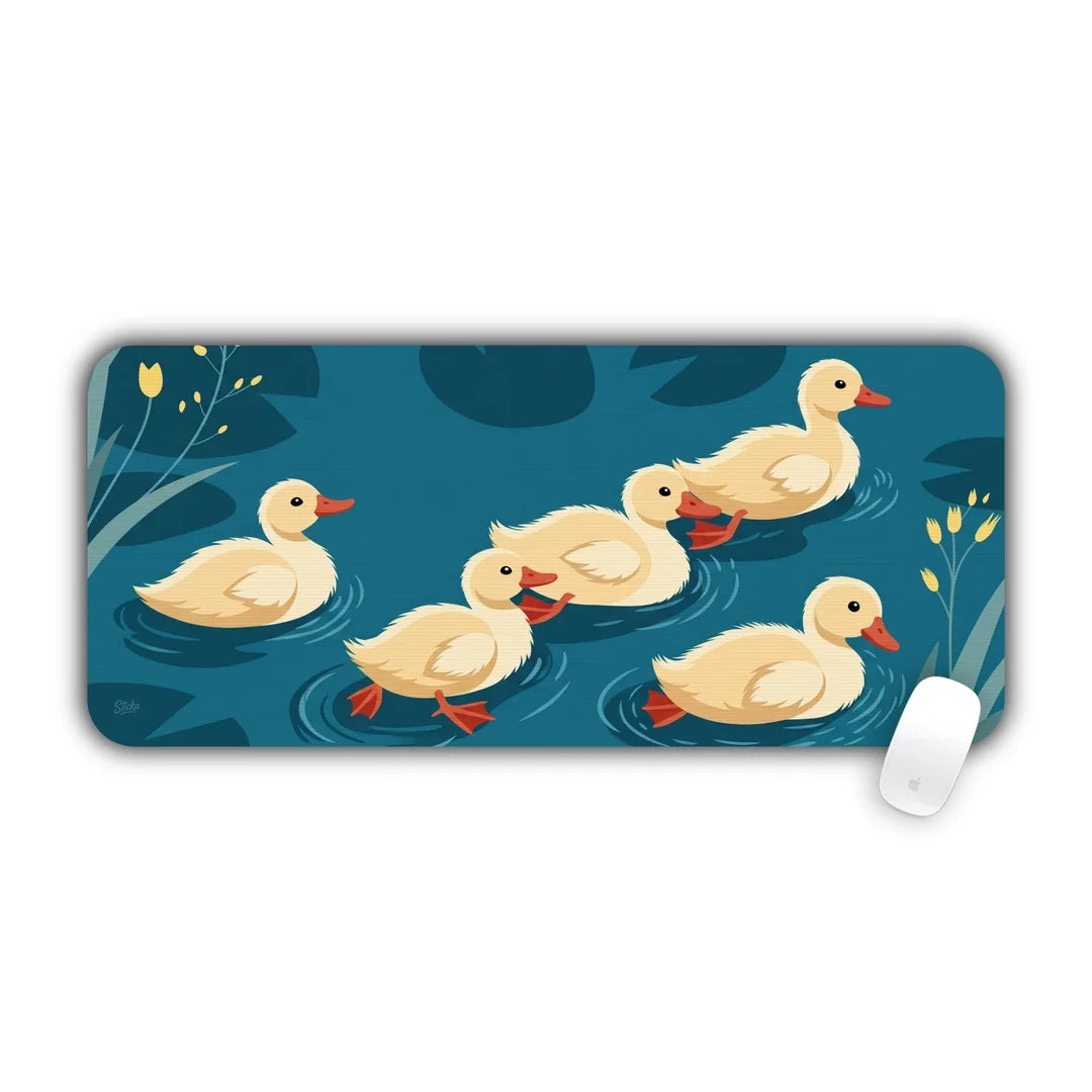 Ducklings swimming large mouse pad 70x30