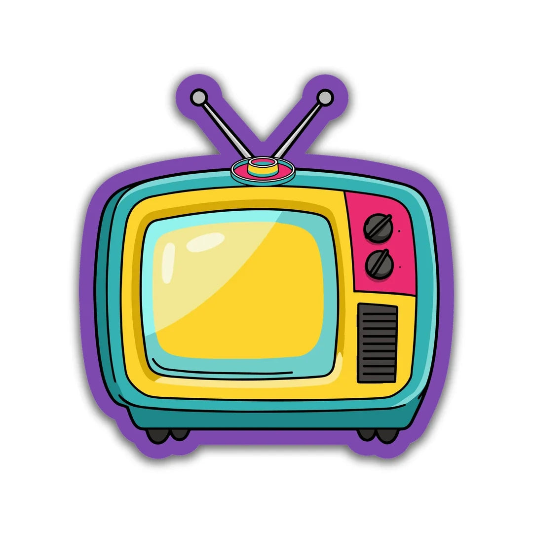 Vintage television with antennas sticker