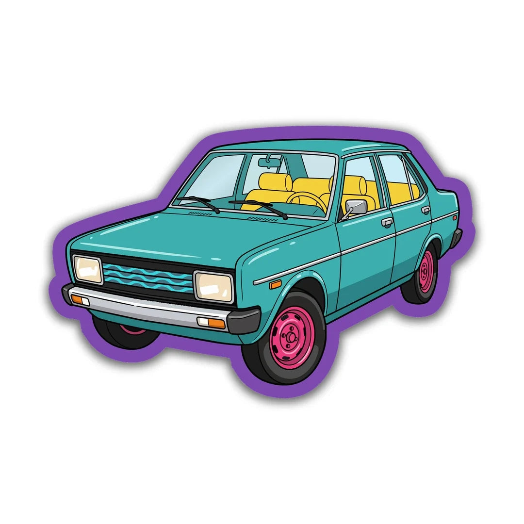 Classic eighties sedan car sticker