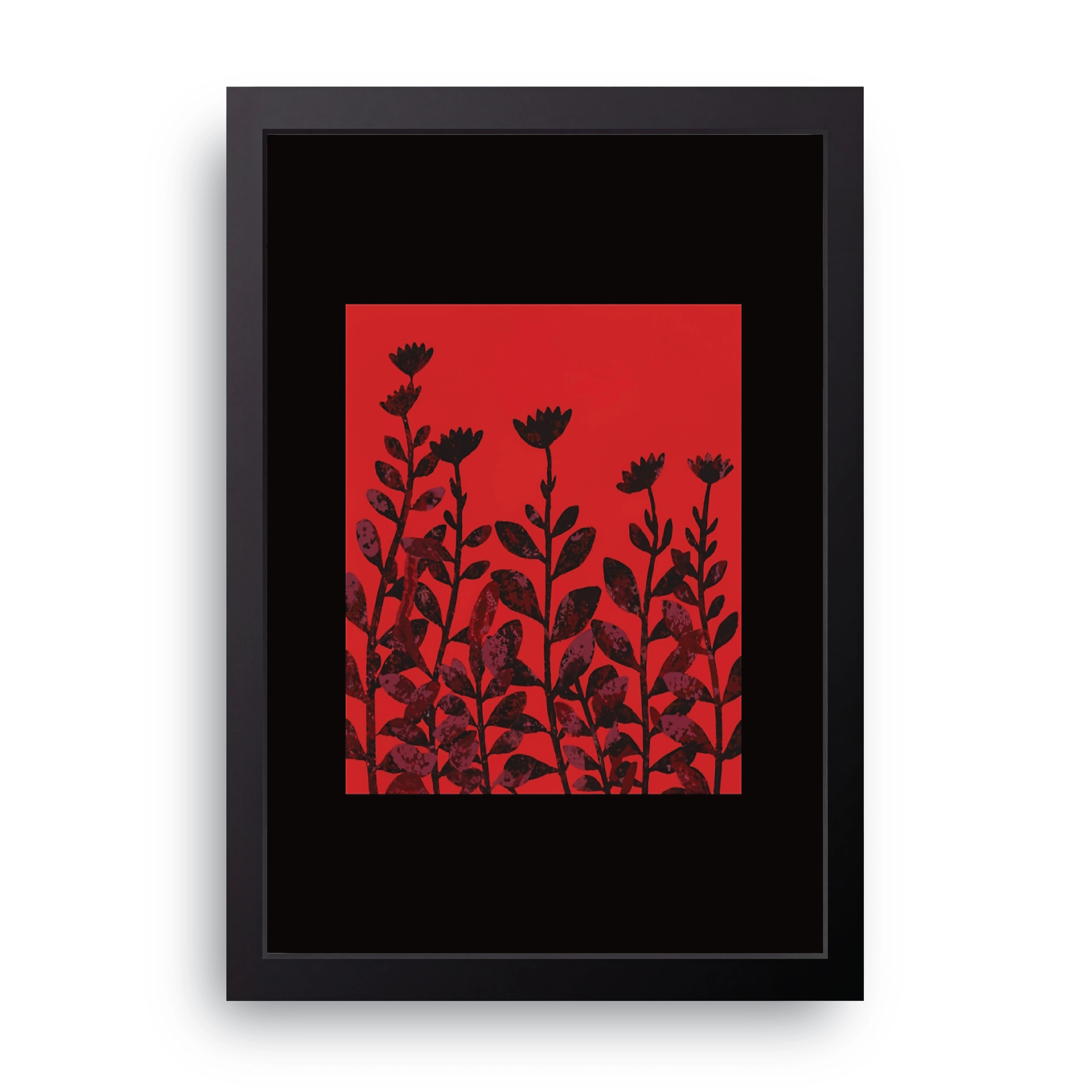 Red Wildflowers Silhouette FRAME