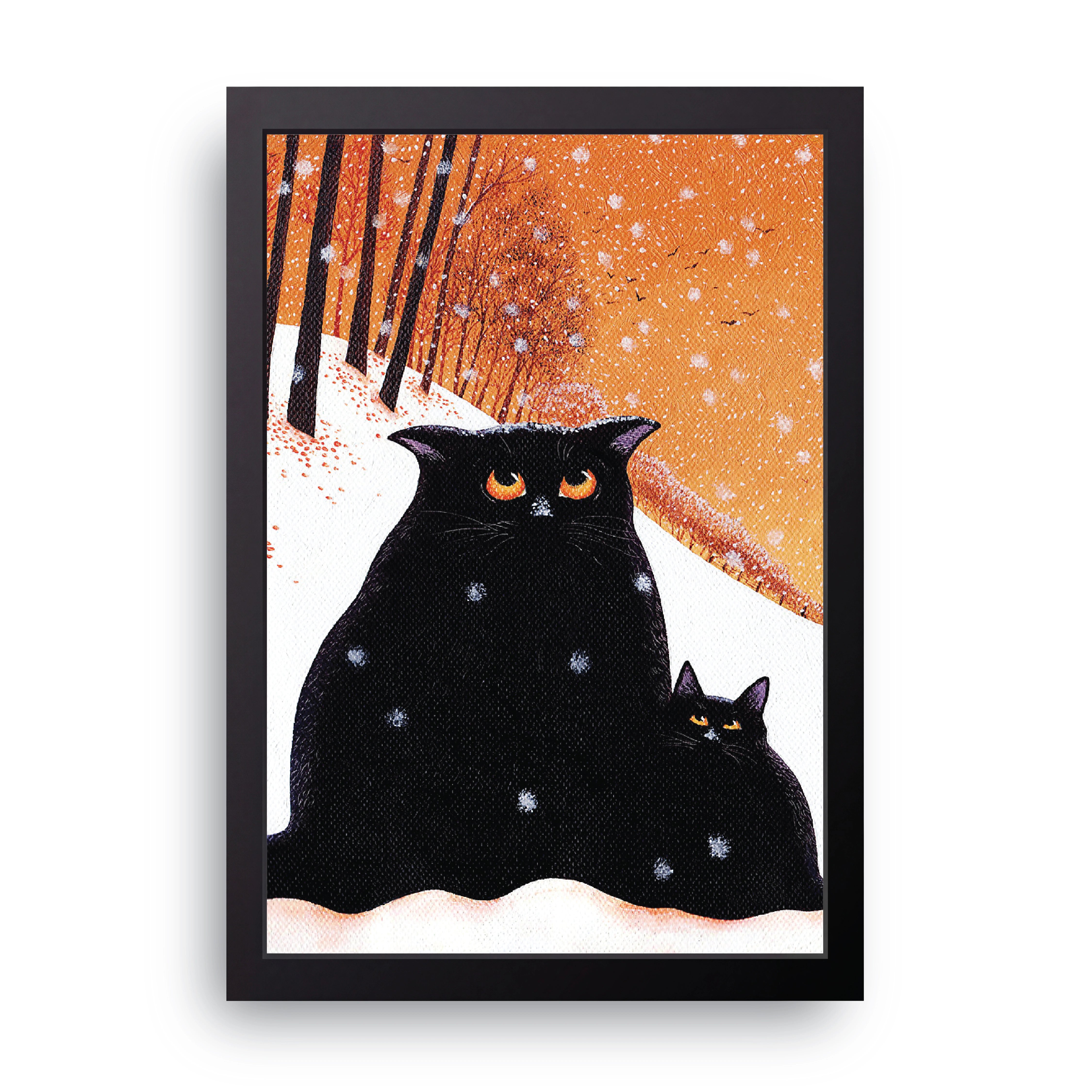 Black Cats In Snow FRAME