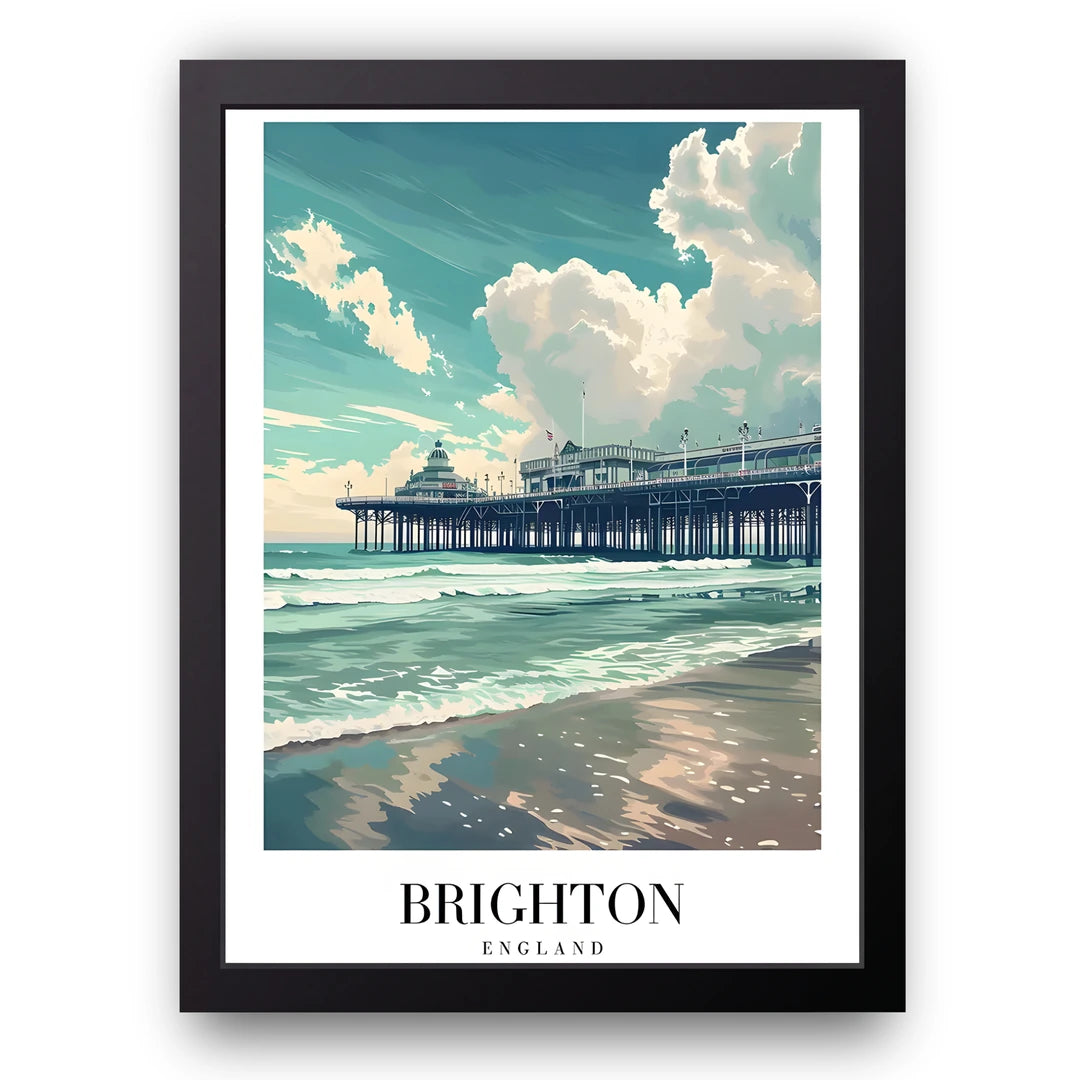 Brighton travel poster in black frame