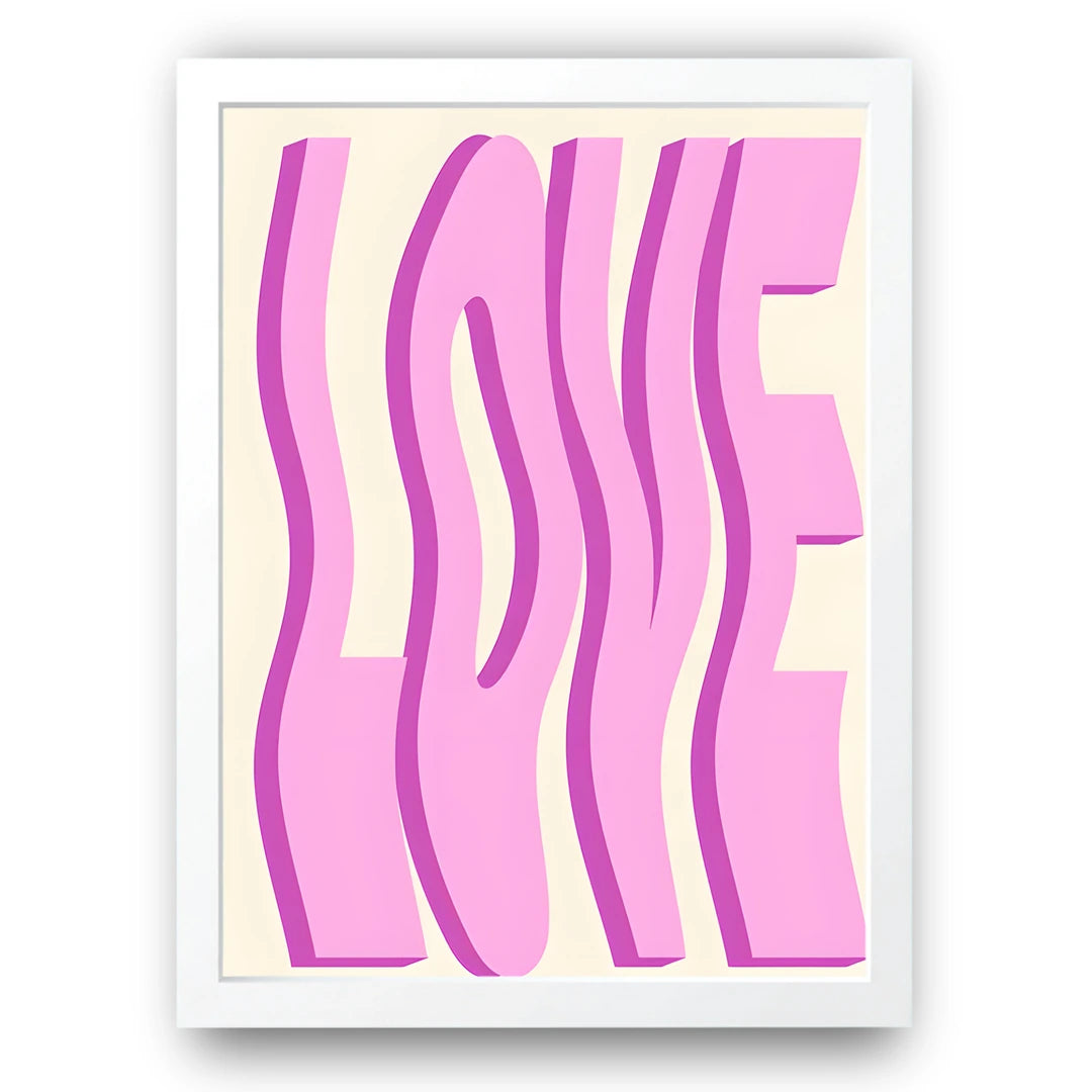 Love Waves art poster in white frame