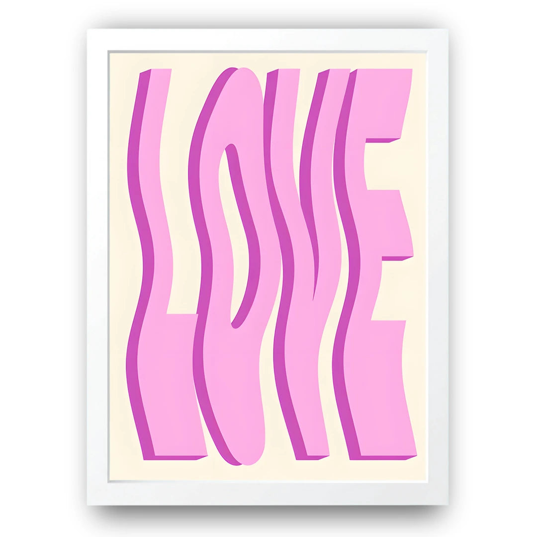 Love Waves art poster in white frame