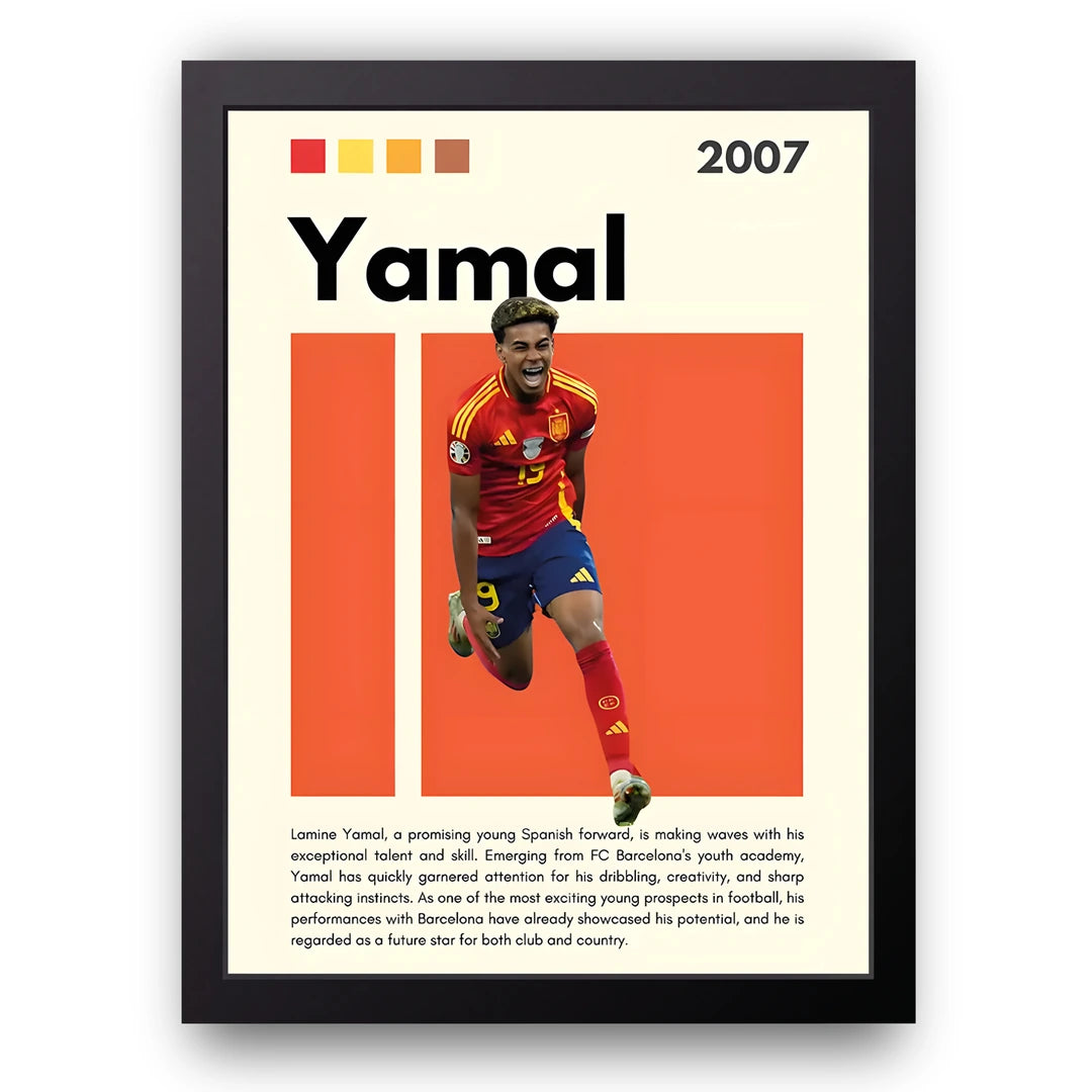 Yamal football poster in black frame