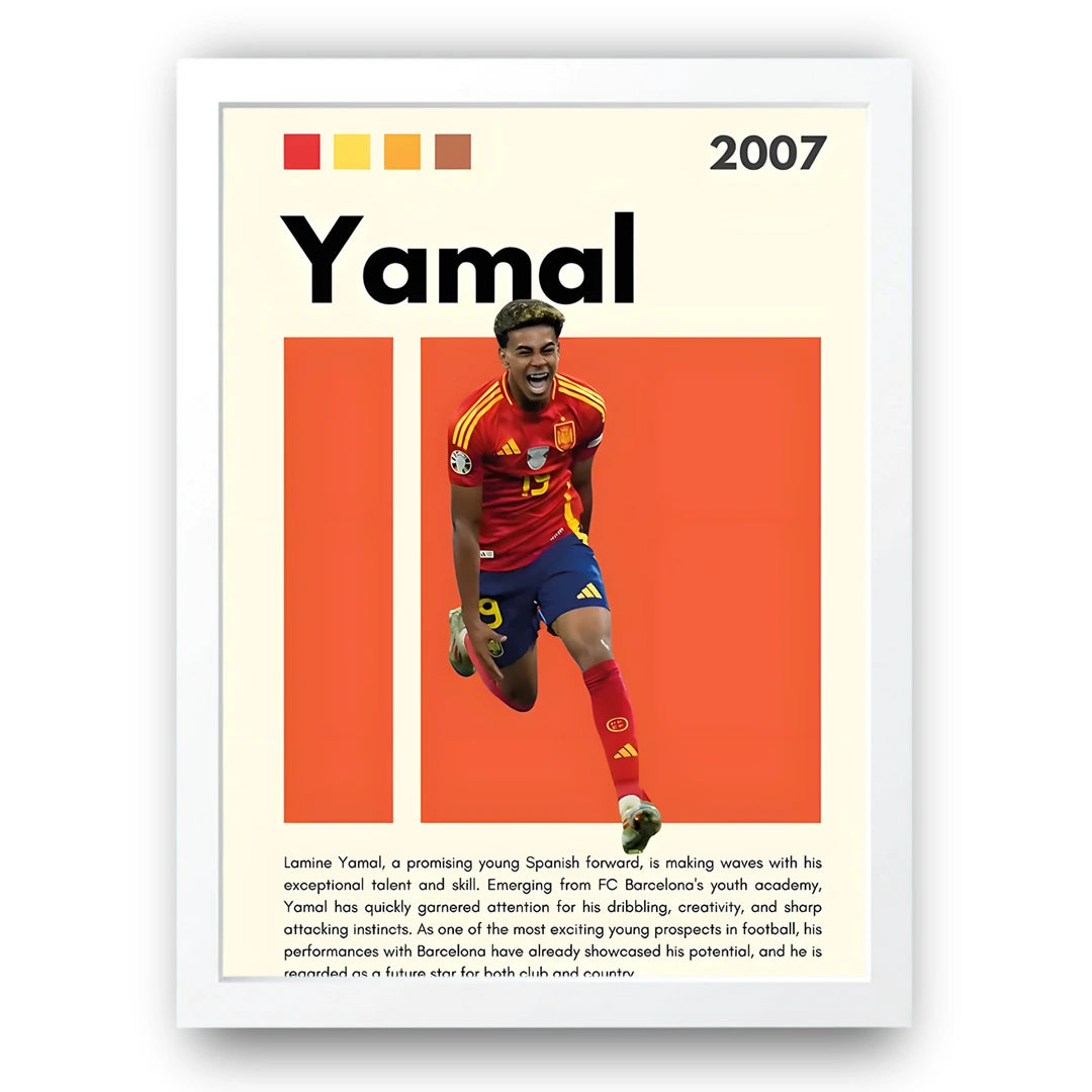 Yamal football poster in white frame