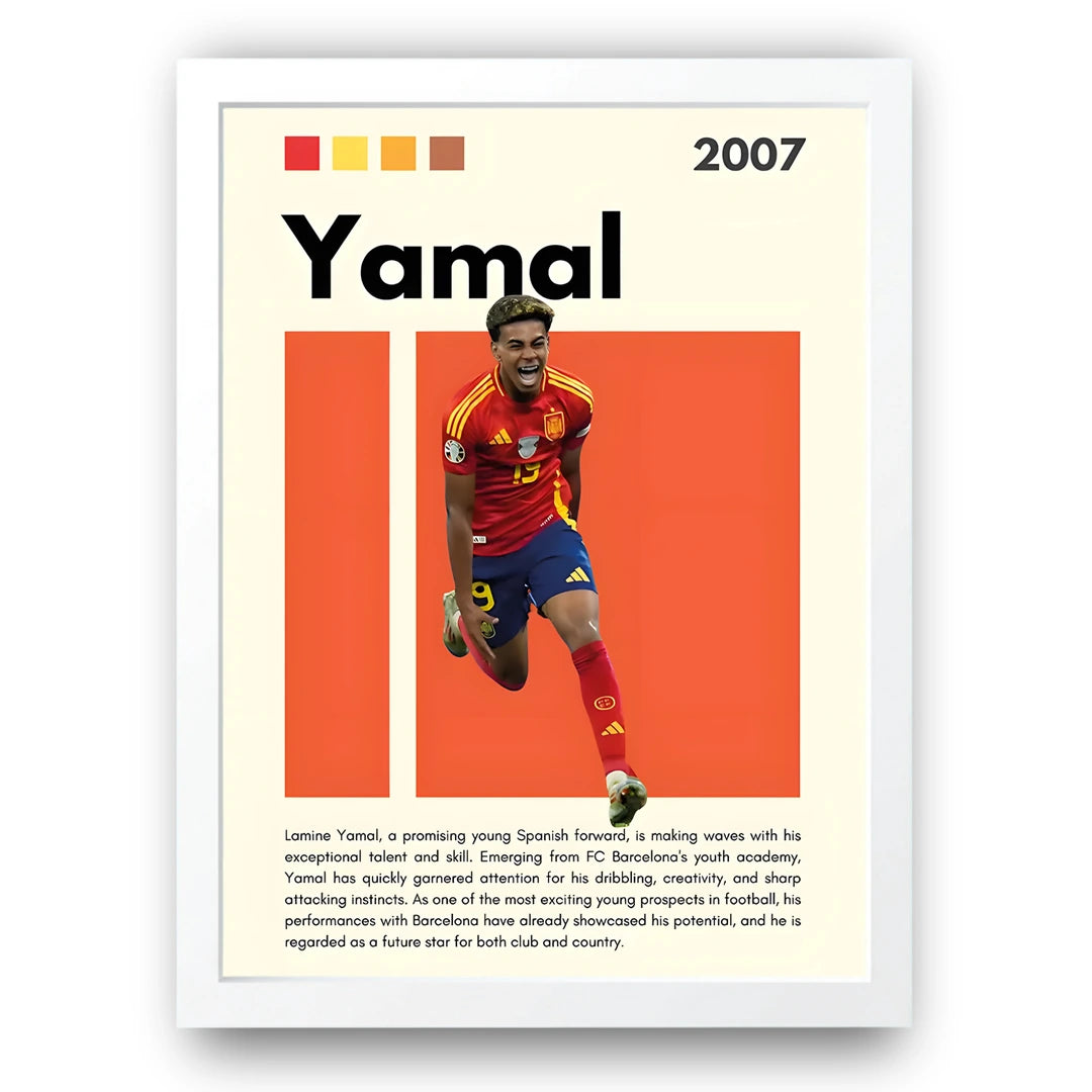 Yamal football poster in white frame