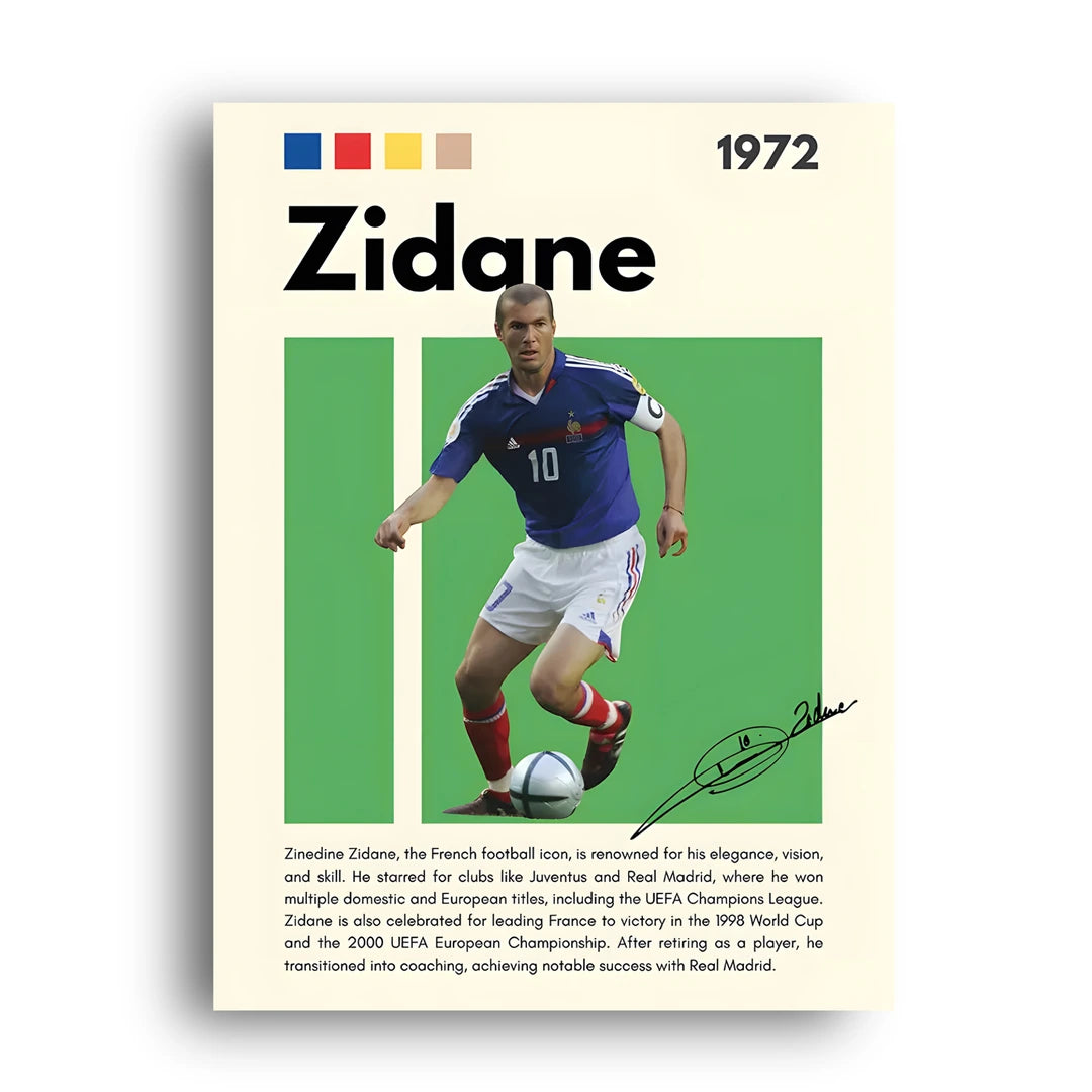Zidane football legend poster unframed 350gsm paper