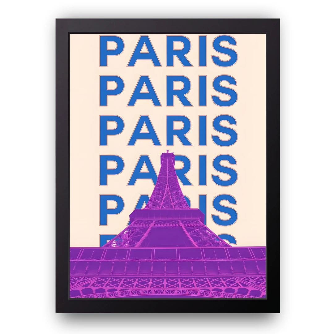 Paris travel poster in black frame