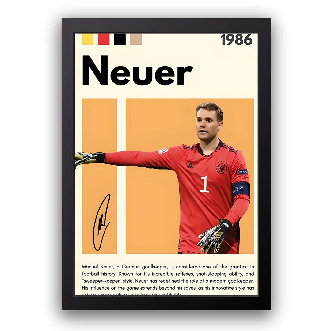 Neuer football legend poster in black frame
