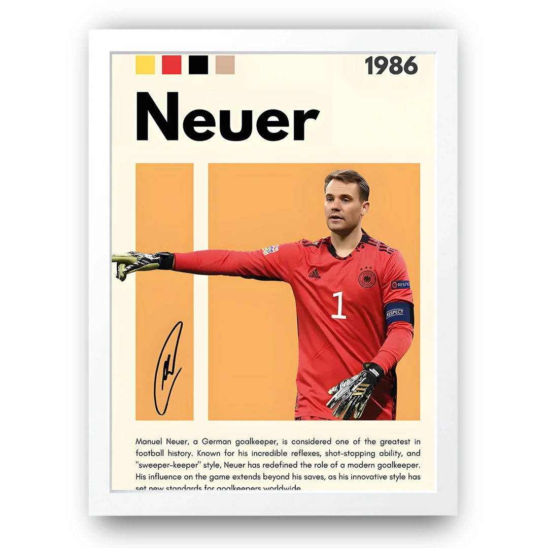 Neuer football legend poster in white frame