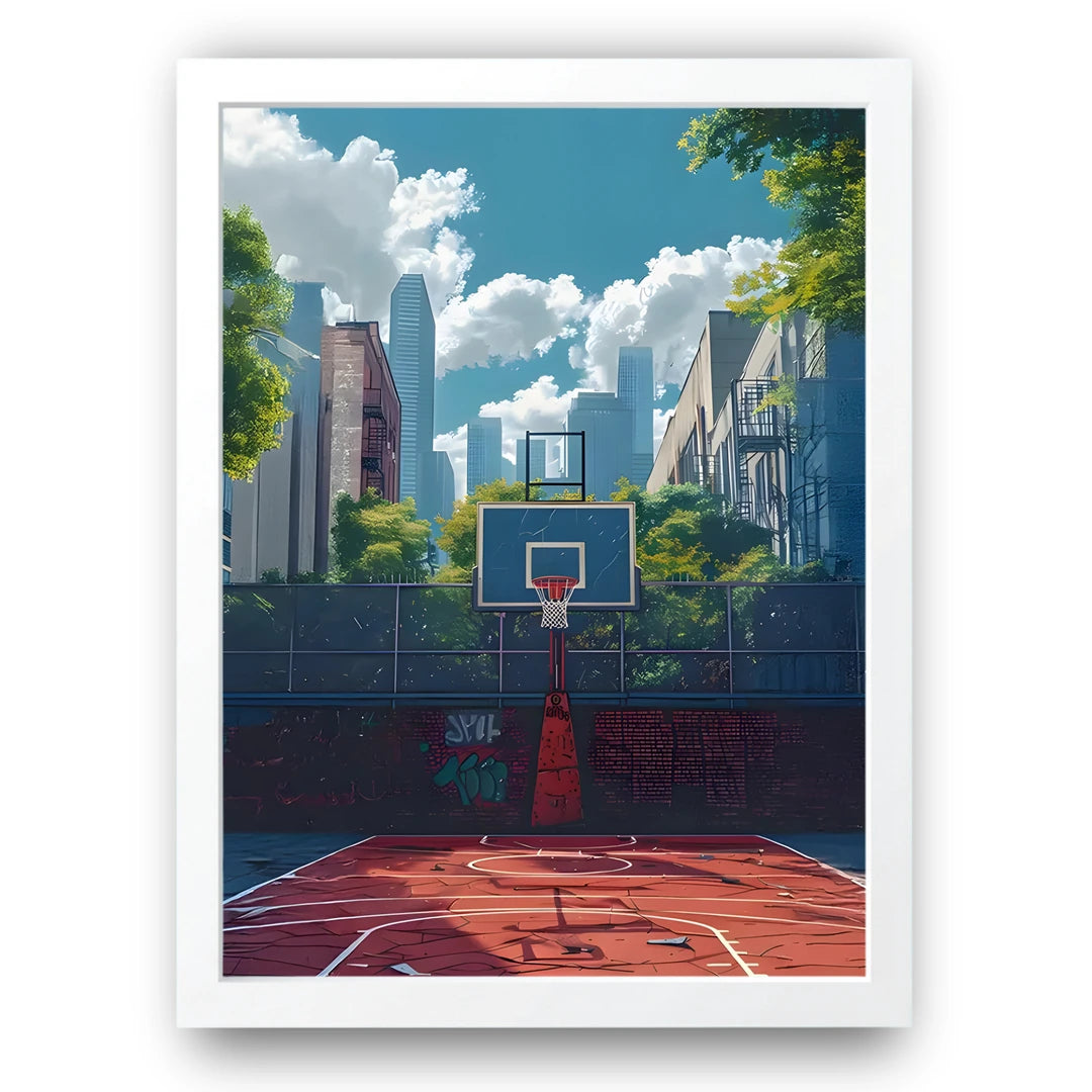 City Court sport poster in white frame