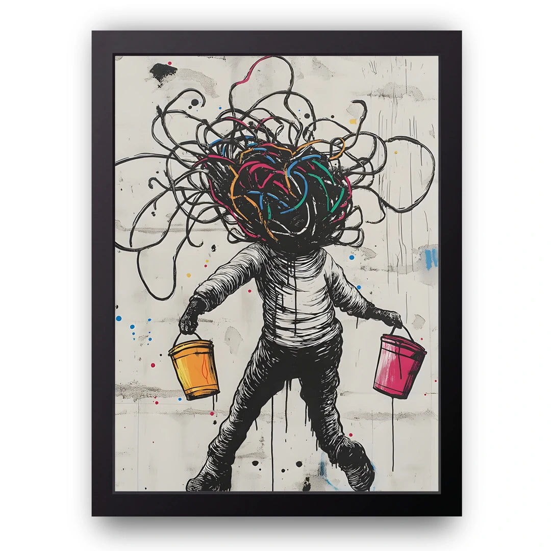 Tangled Mind art poster in black frame