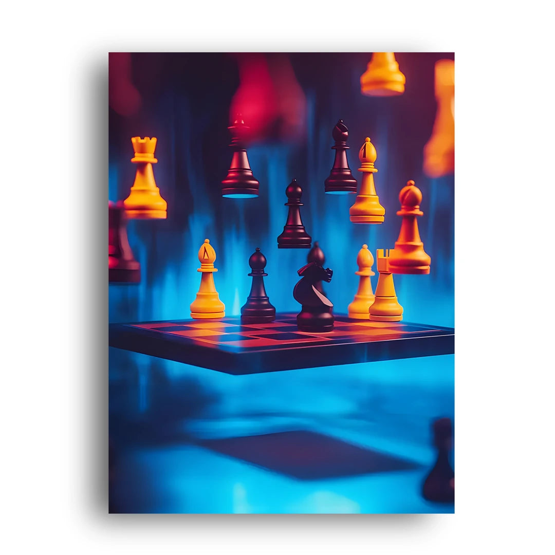 Neon Chess art poster unframed 350gsm paper