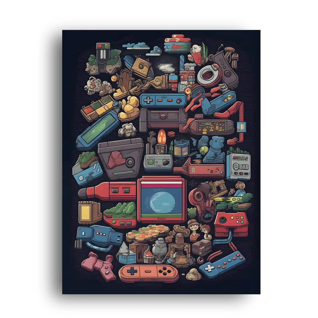 Retro gaming consoles pixel art poster unframed 350gsm paper