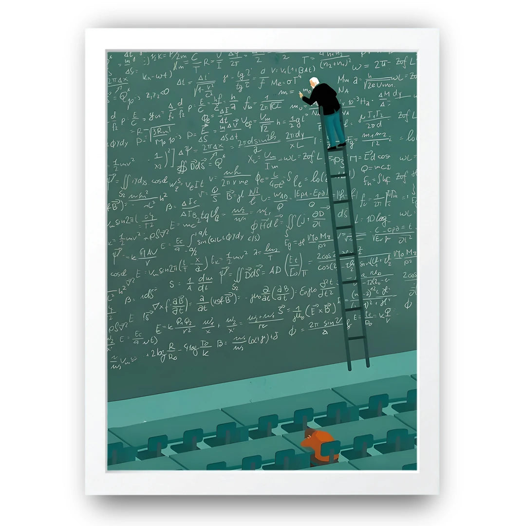 Blackboard Theory engineering poster in white frame