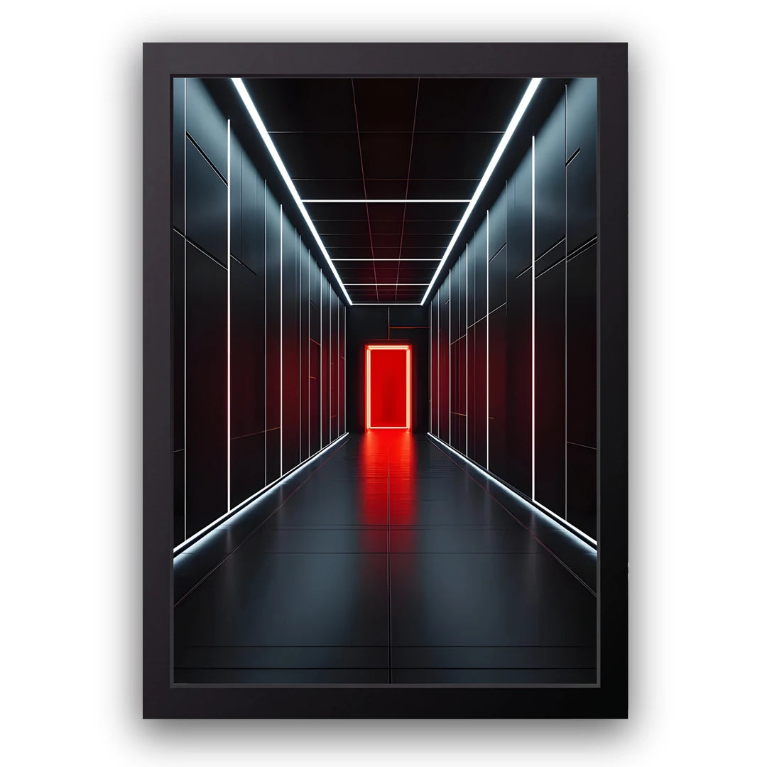 Red Door art poster in black frame