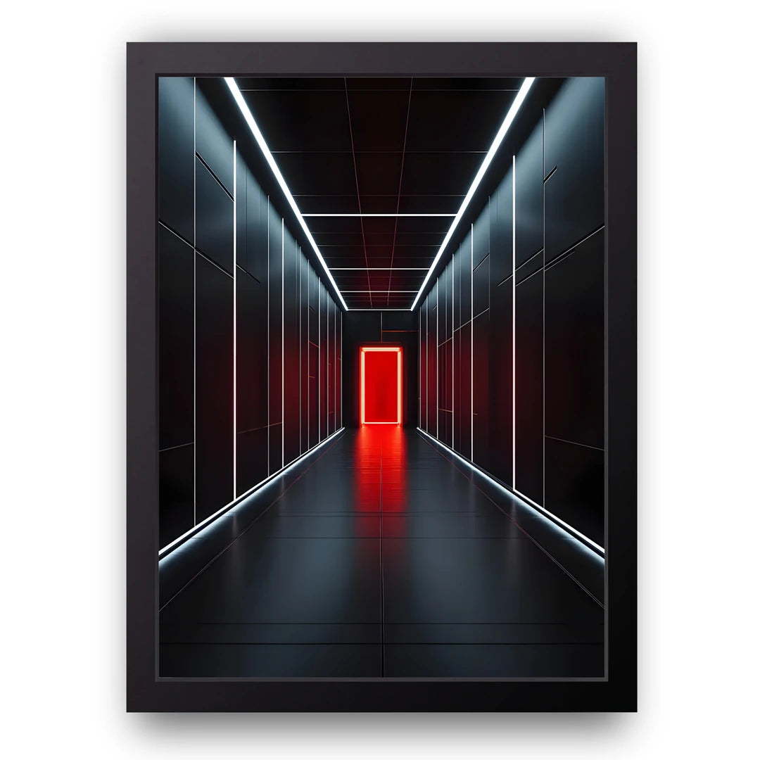 Red Door art poster in black frame