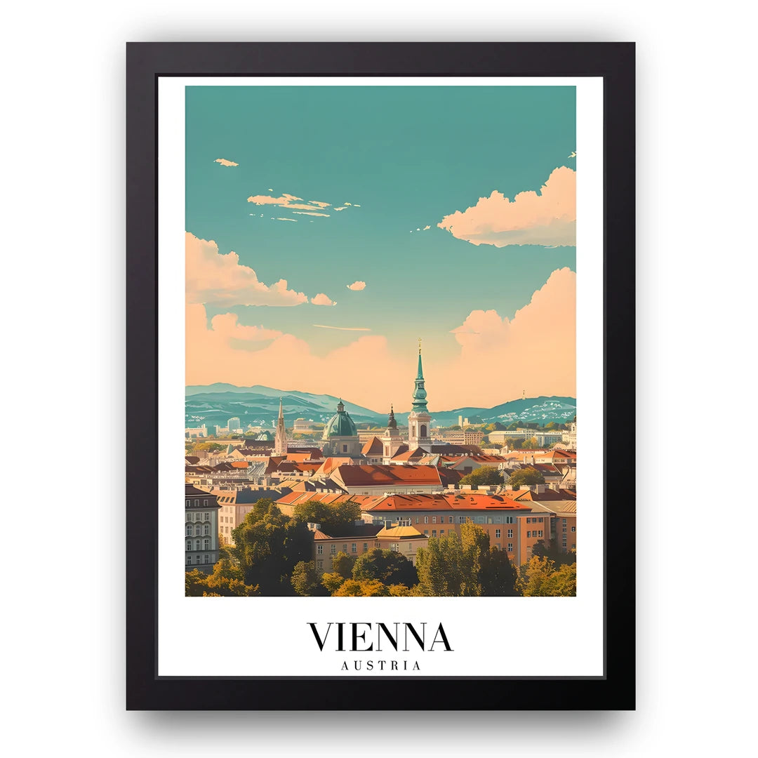 Vienna travel poster in black frame