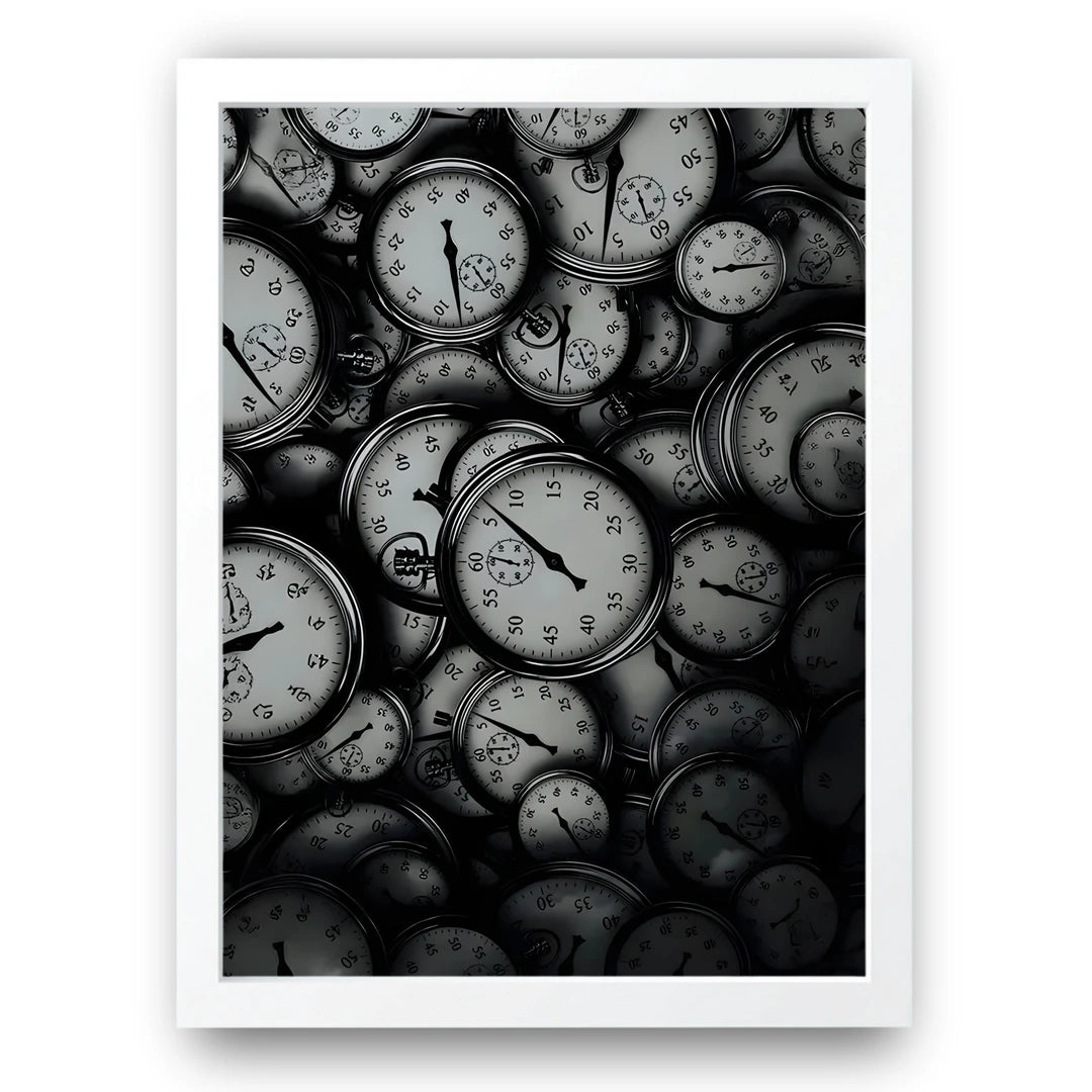 Stopwatches art poster in white frame