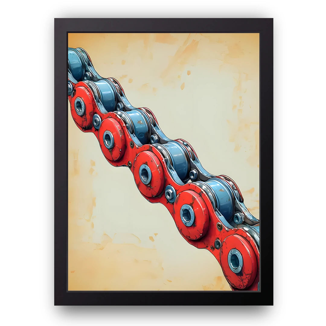 Bike Chain art poster in black frame