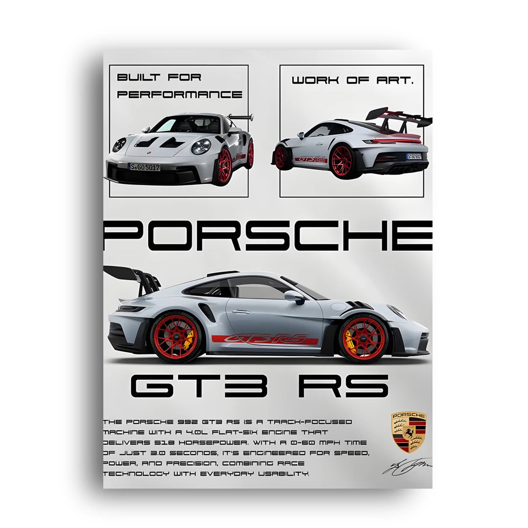 Porsche GT3 RS car poster unframed 350gsm paper