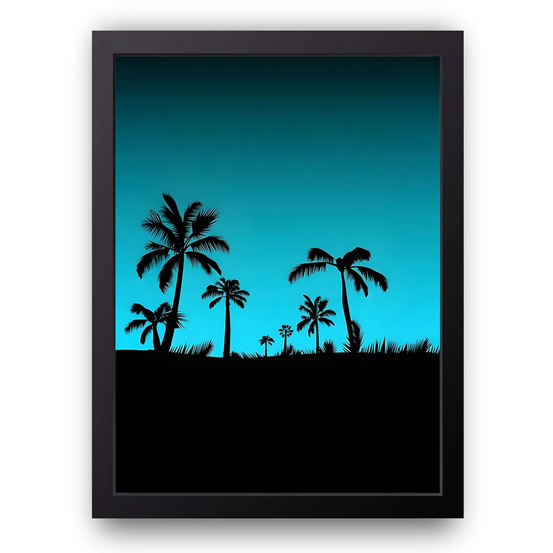 Palm Silhouettes art poster in black frame