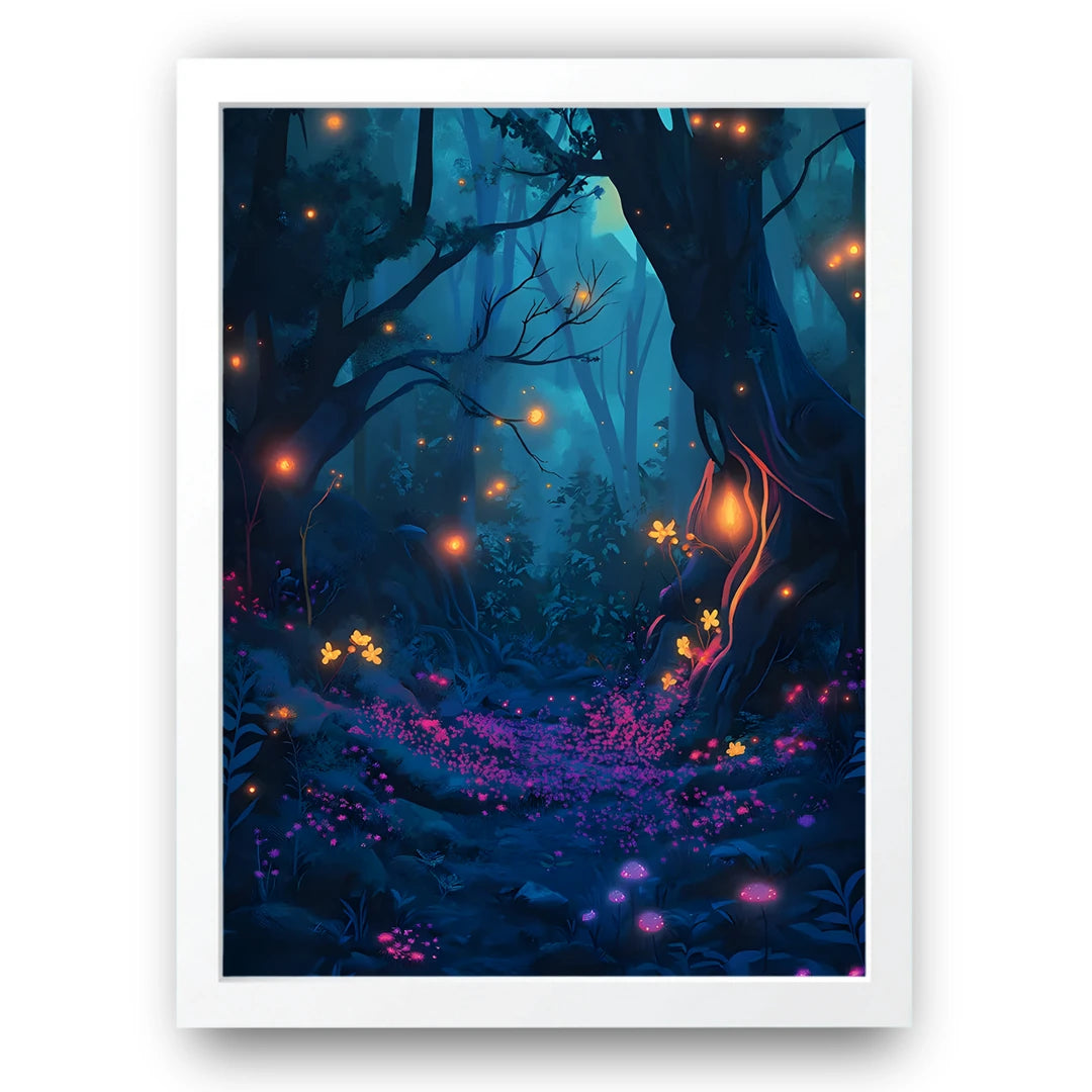Enchanted Forest art poster in white frame