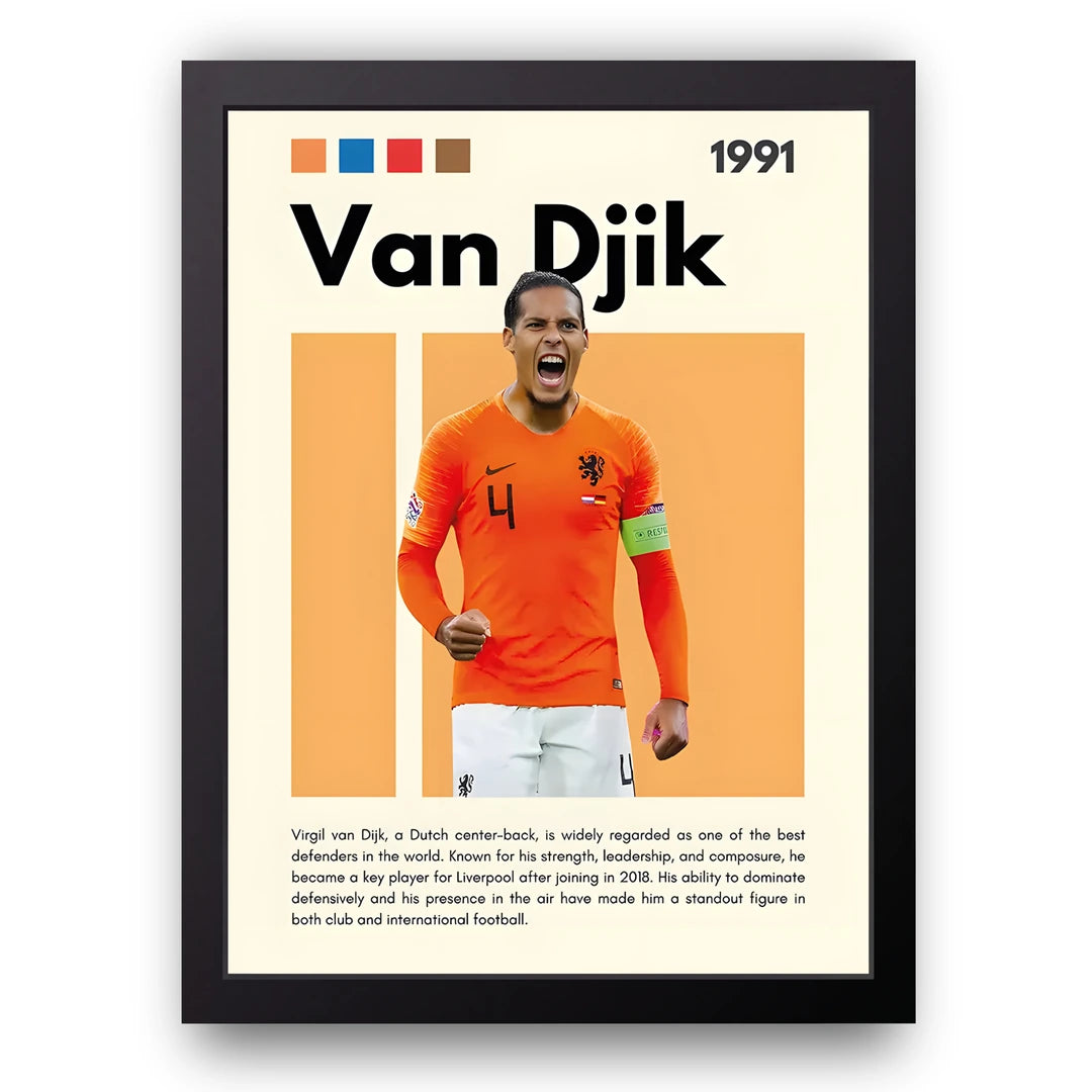 Van Dijk football legend poster in black frame