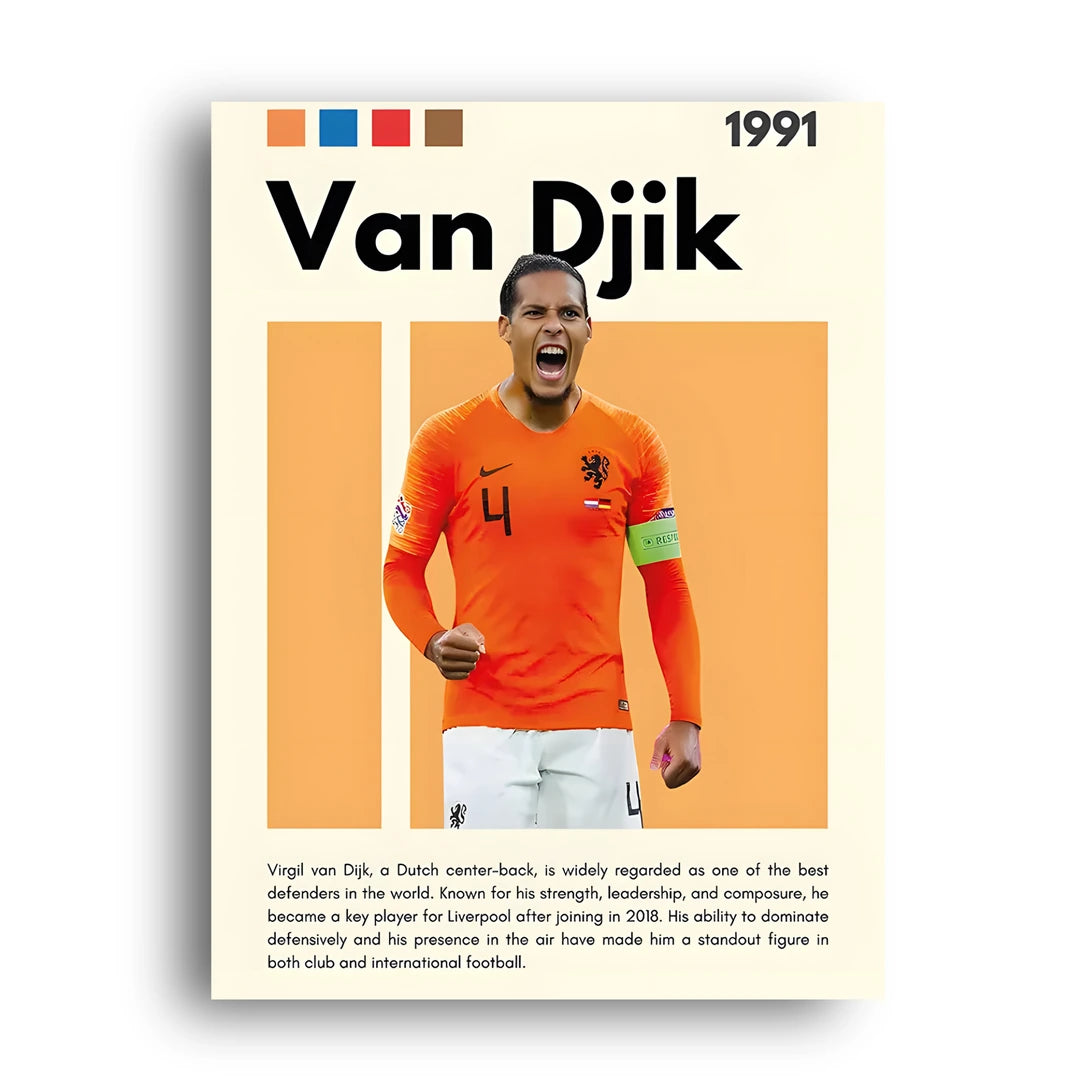 Van Dijk football legend poster unframed 350gsm paper