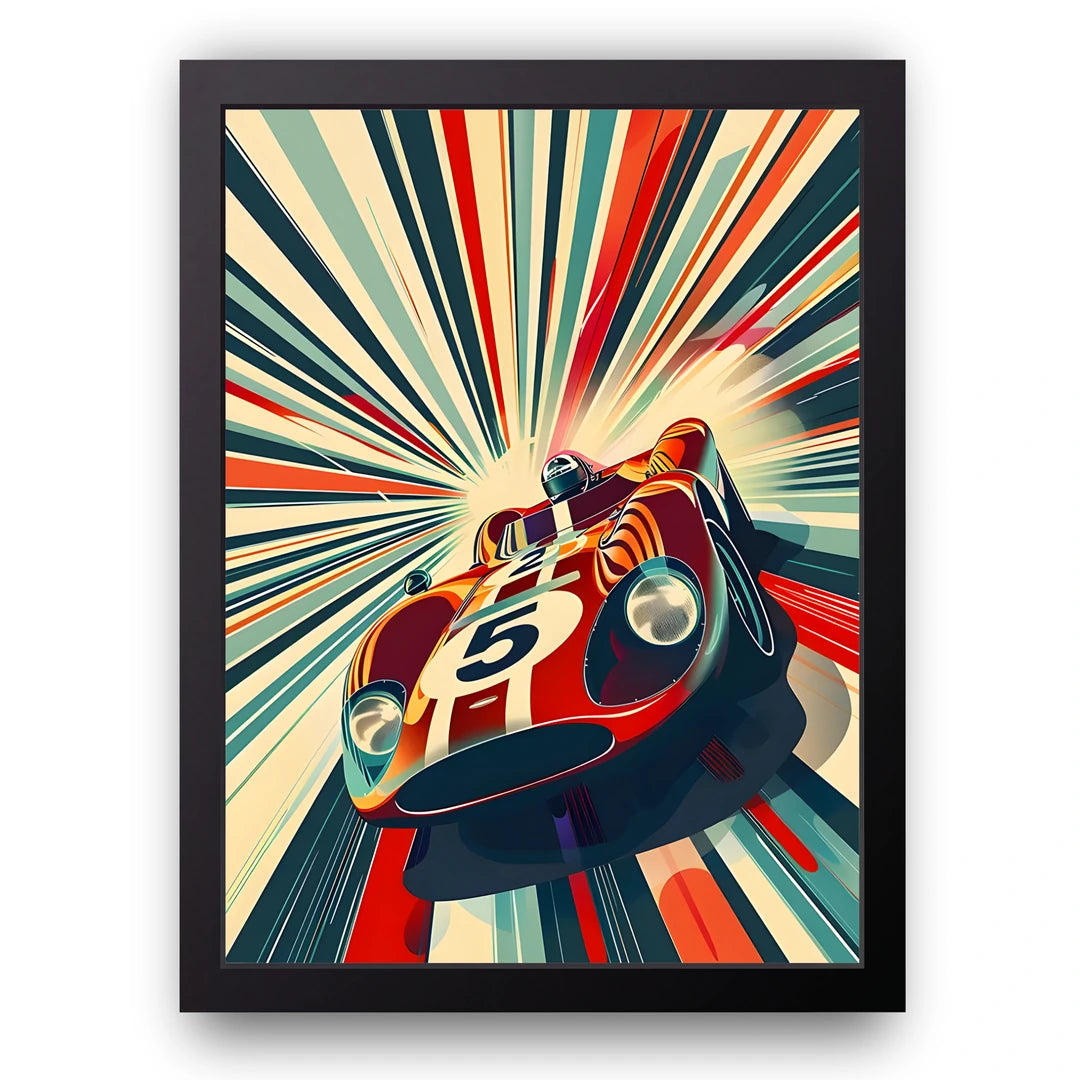 Retro Race Car car poster in black frame