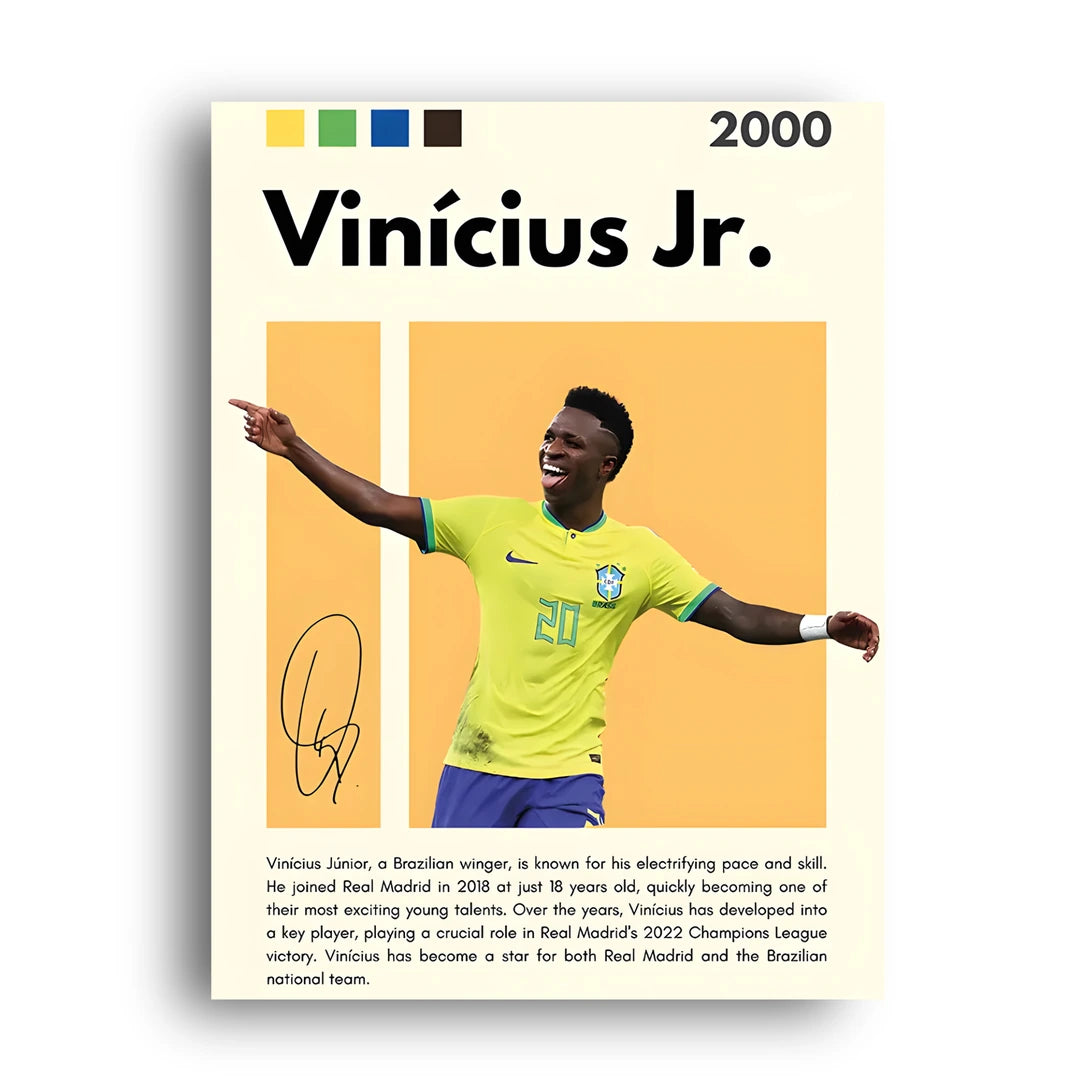 Vinicius Jr football legend poster unframed 350gsm paper