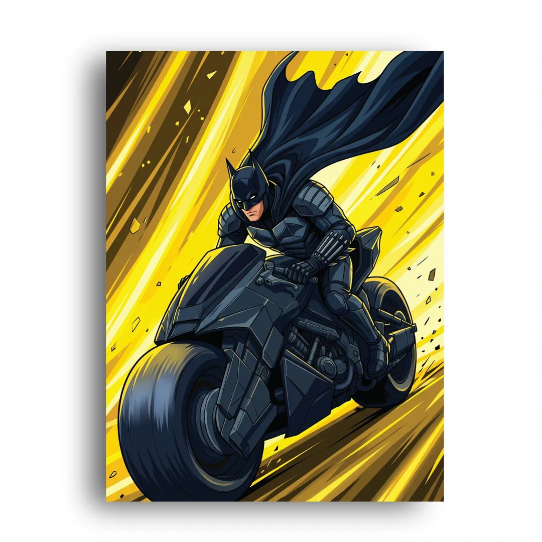 Batman on motorcycle poster unframed 350gsm paper