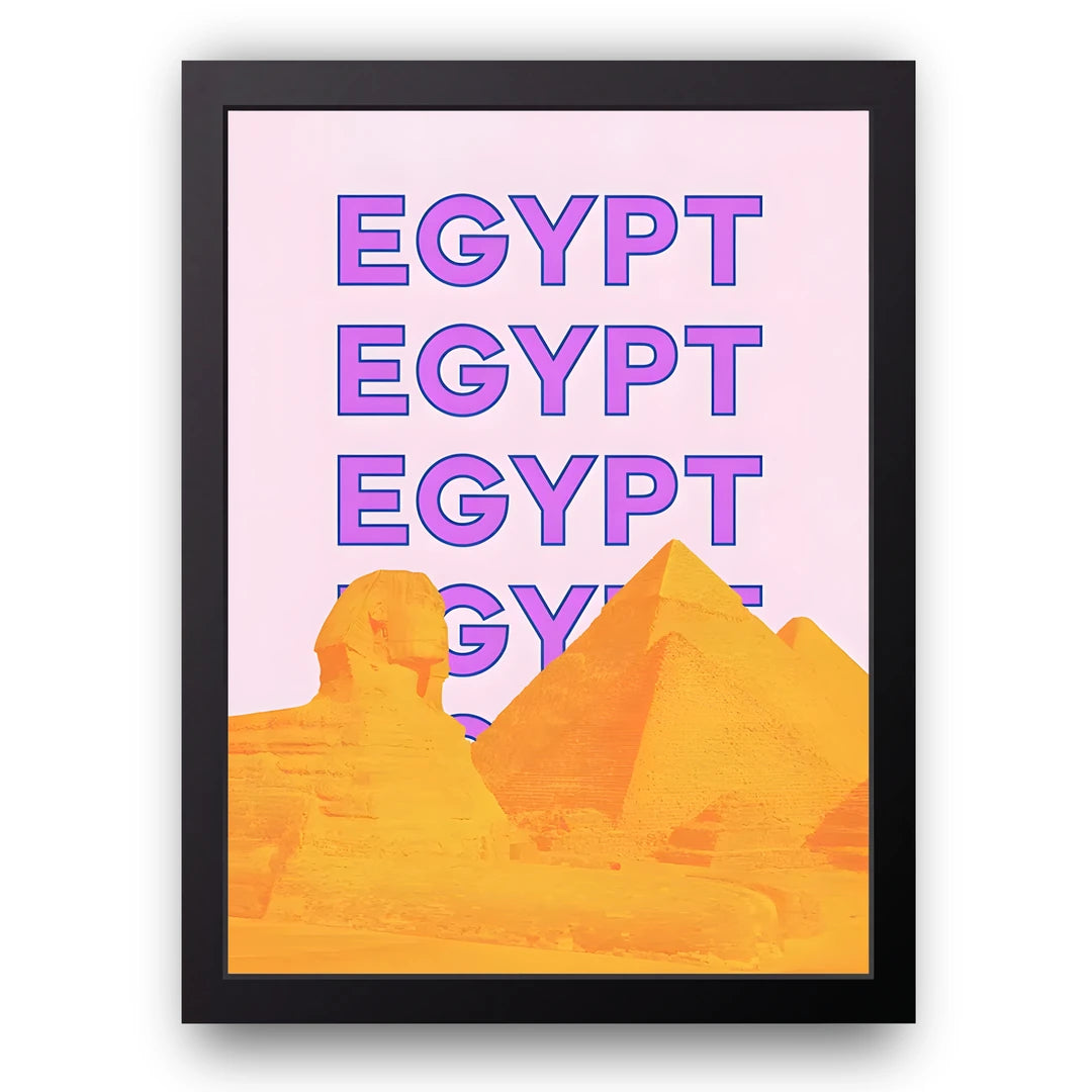 Egypt Pyramids travel poster in black frame