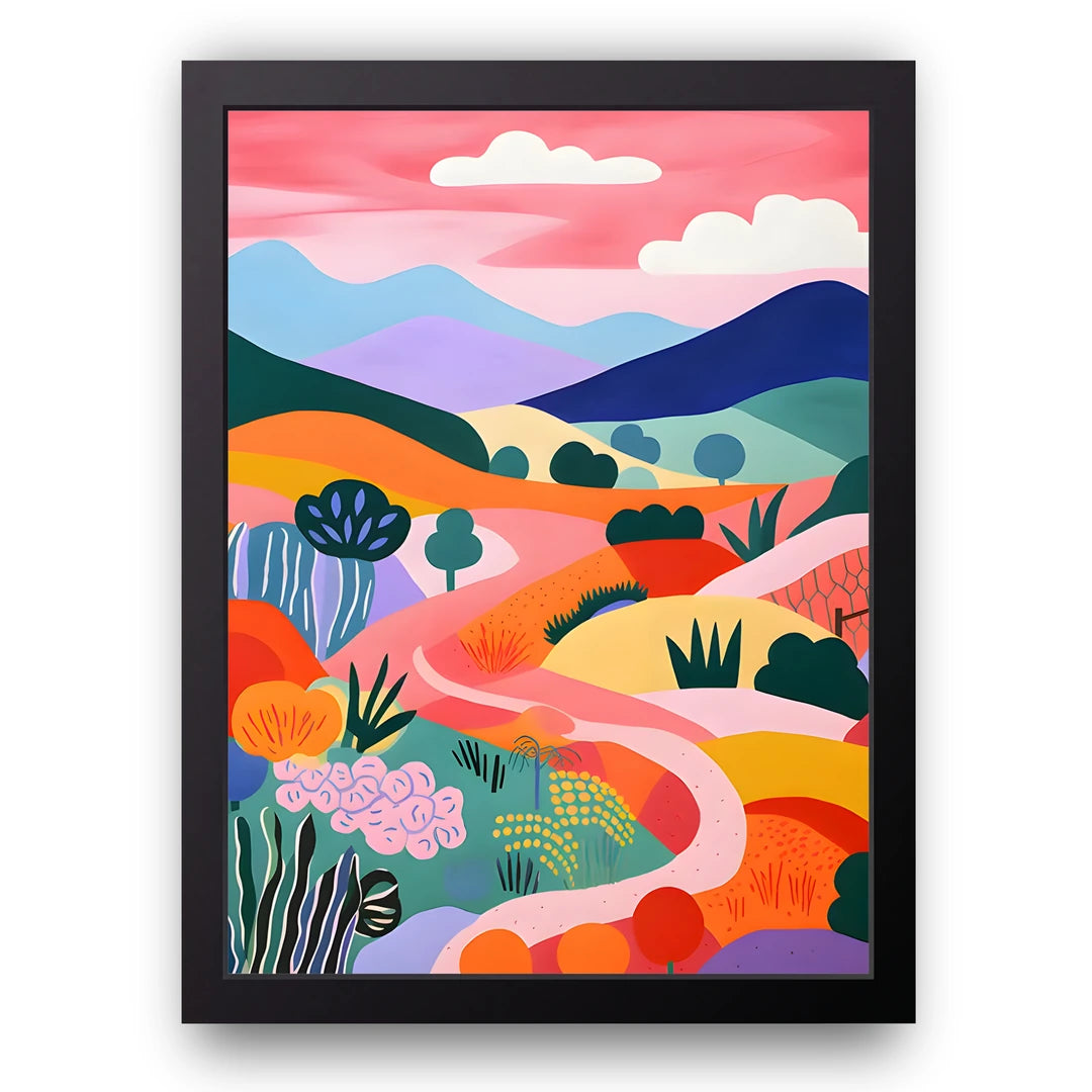 Colour Hills art poster in black frame