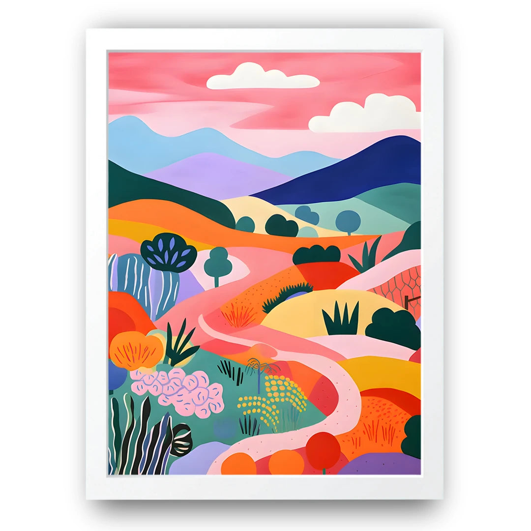 Colour Hills art poster in white frame