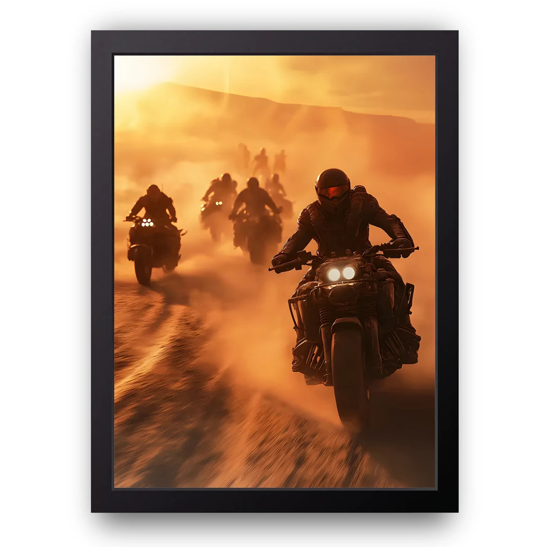 Desert Riders art poster in black frame