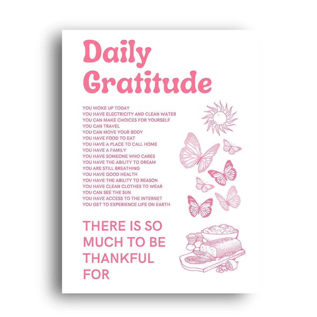 Daily Gratitude quote poster unframed 350gsm paper