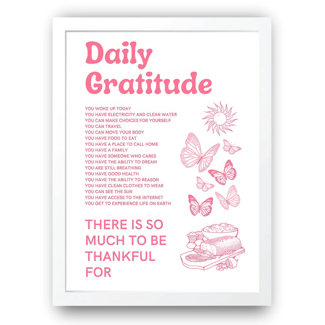 Daily Gratitude quote poster in white frame
